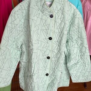 MAGGIE SWEET Green Quilted Jacket With Black Stitching, Size 4X